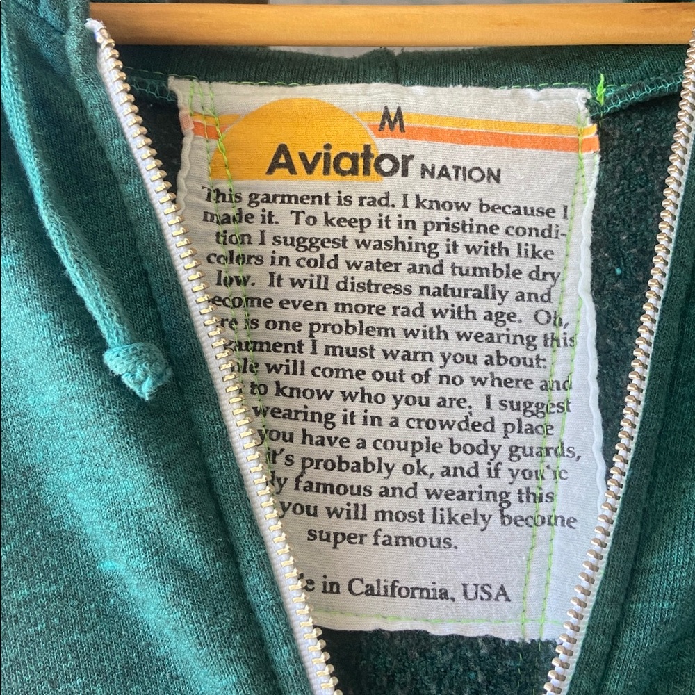 AVIATOR NATION Rare Sunburst style Sundancer Hoodie Teal Green Medium - Picture 4 of 9